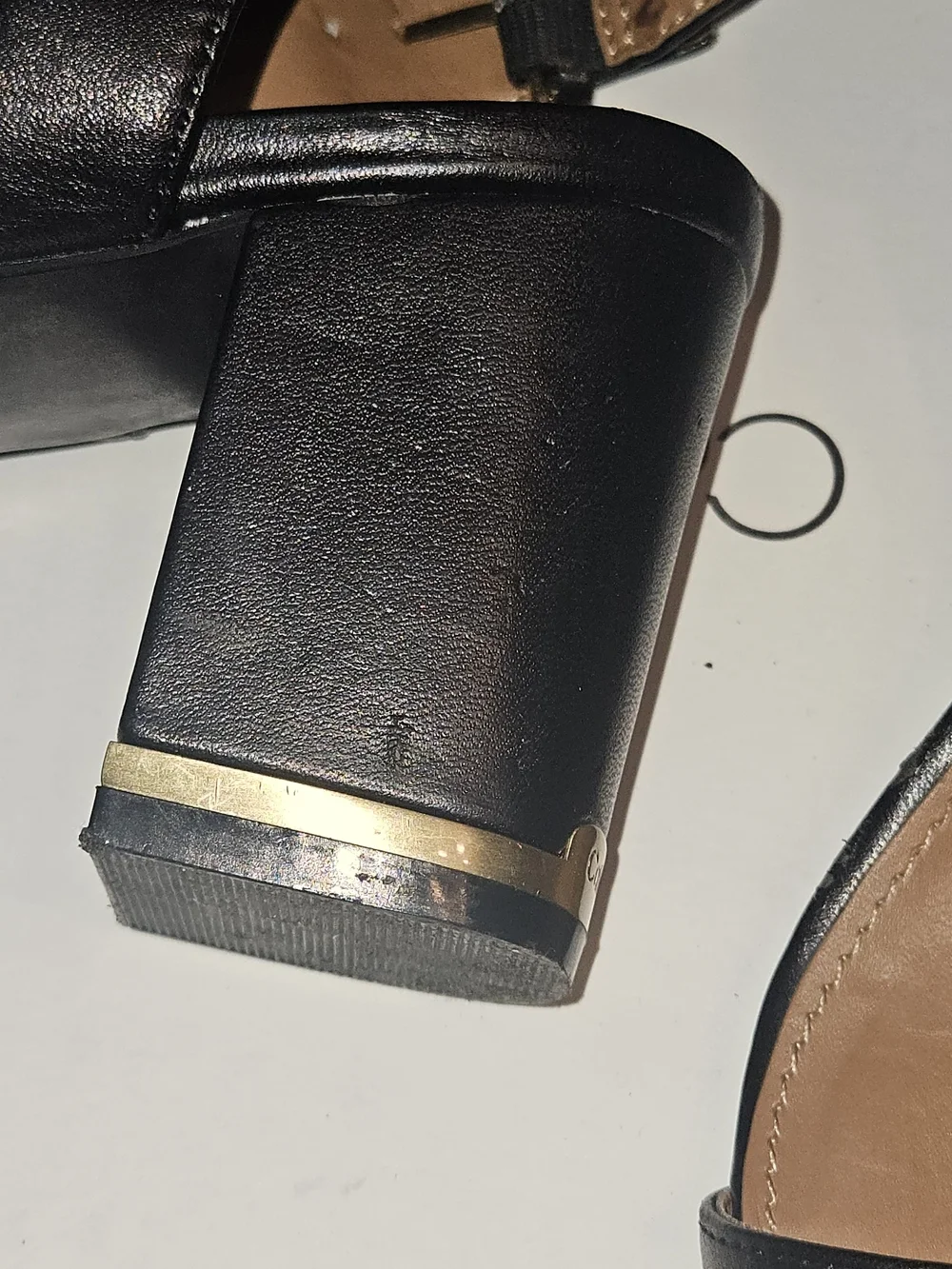 Chunky Black Leather Sandal with Gold Buckle Calvin KLEIN SIZE 9